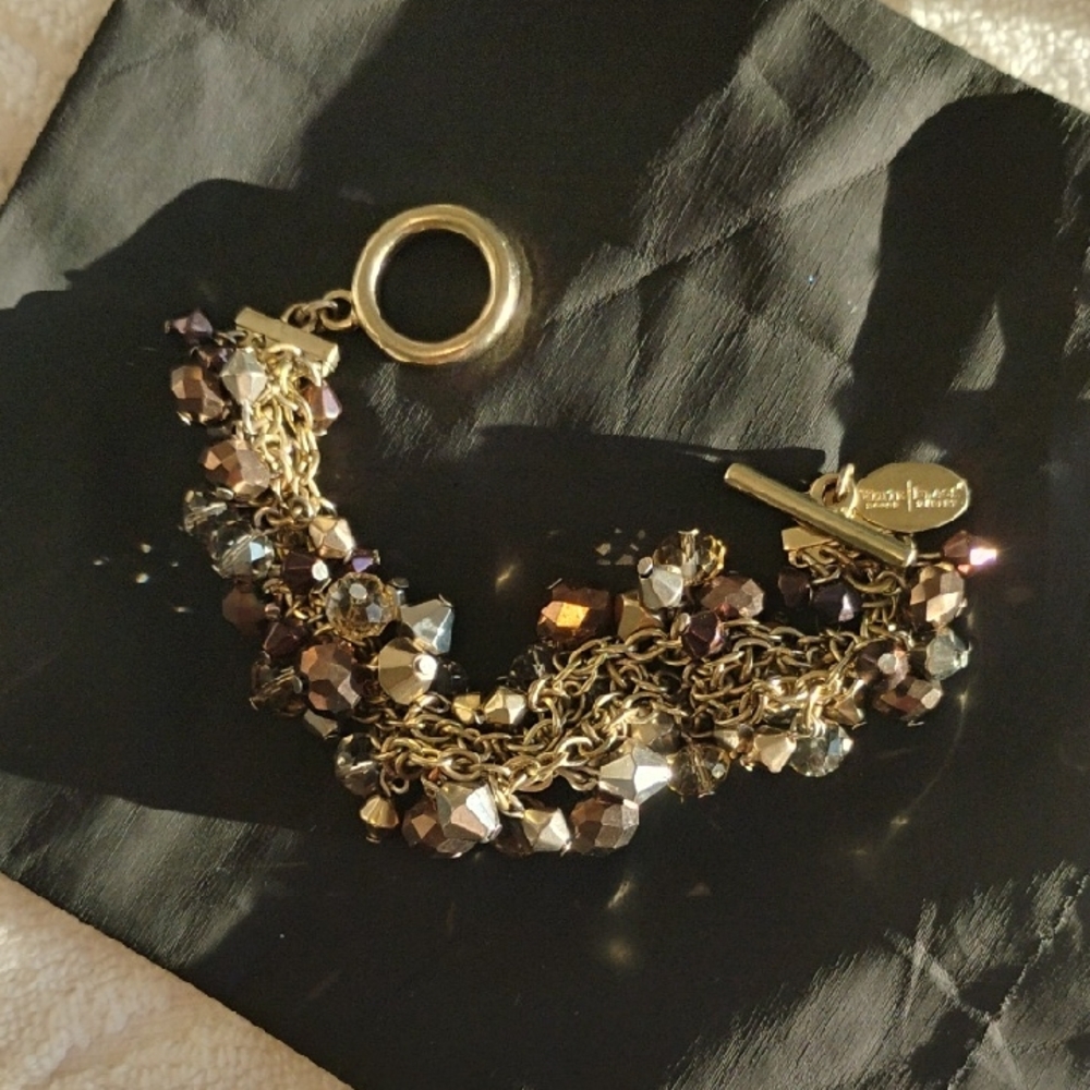 "White House Black Market" Signed Vintage Chainlink Bracelet With Beads